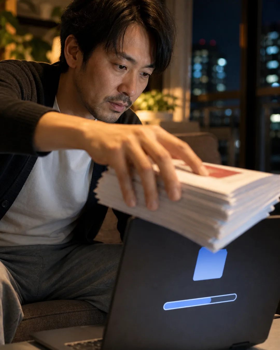 マイソクPDFをまとめてドラッグ＆ドロップし、判定結果が並ぶ画面イメージ